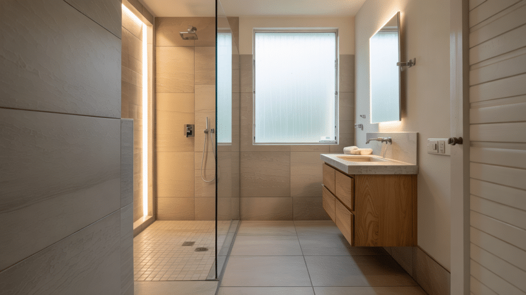 curbless walk in shower small bathroom ideas
