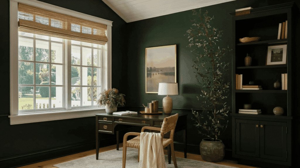 dark academia study bedroom idea