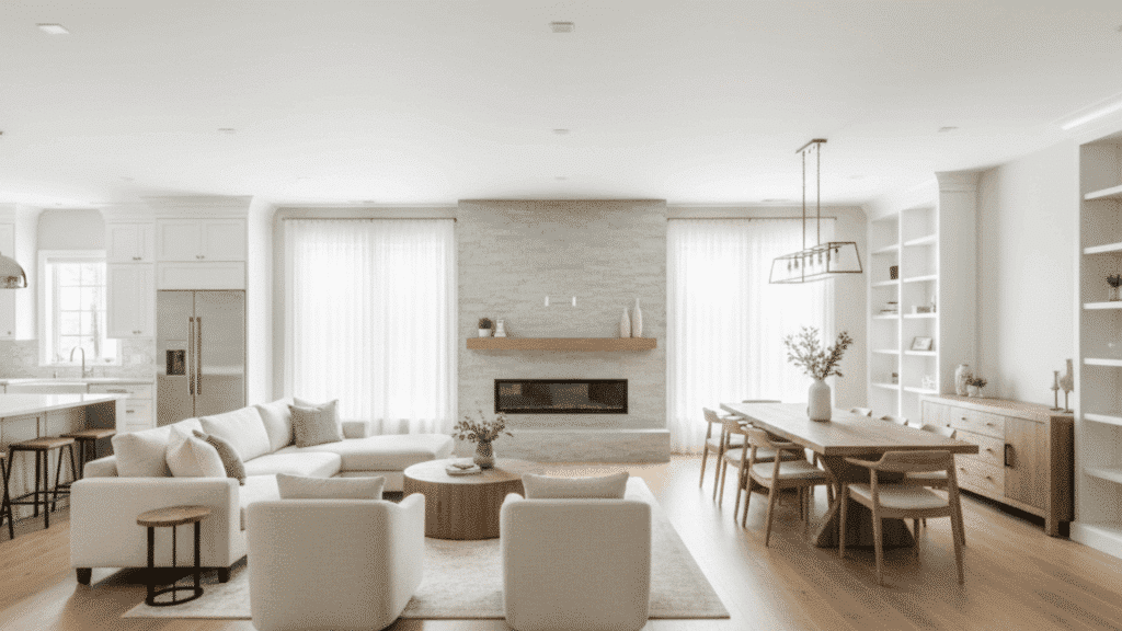 fireplace open floor plan