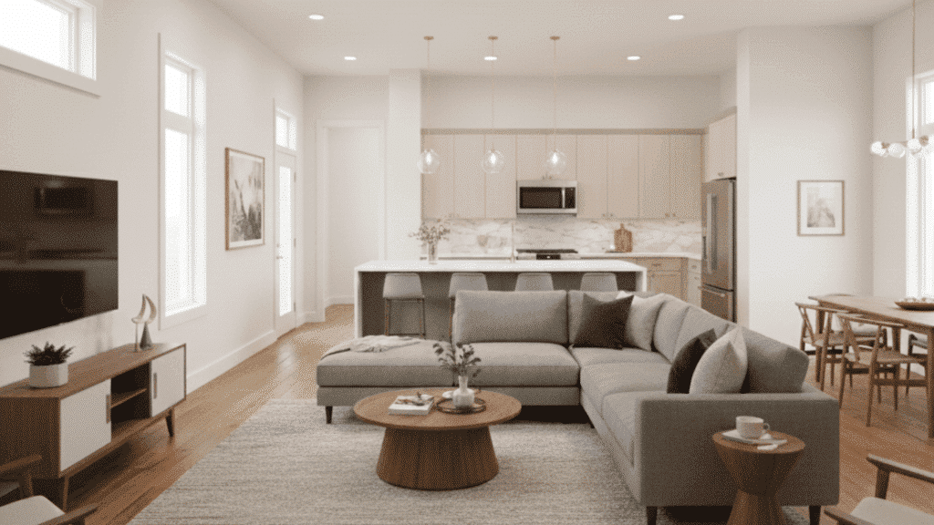 floating furniture layout