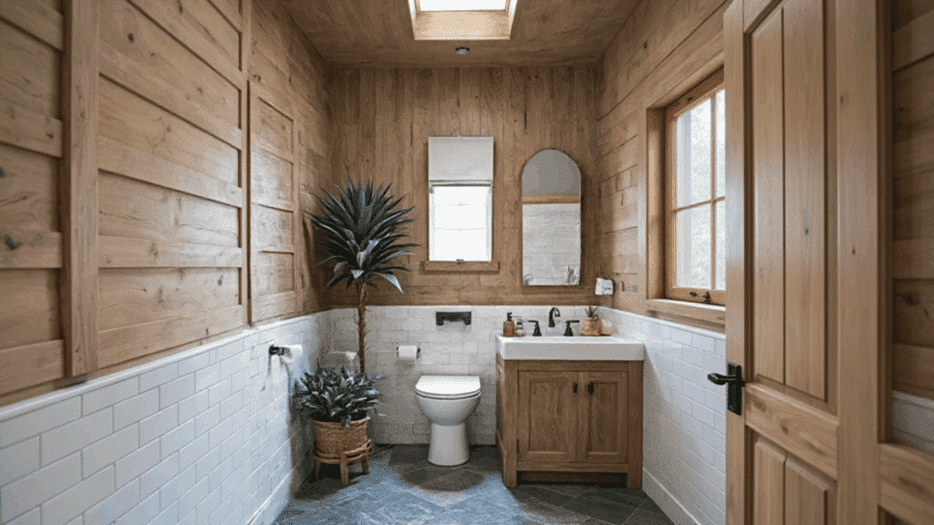 floor to ceiling tile half bathroom remodel ideas