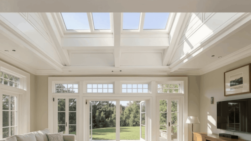 glass panels along the vault vaulted ceiling