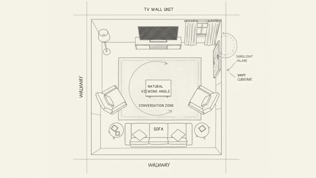 how to arrange living room furniture with tv