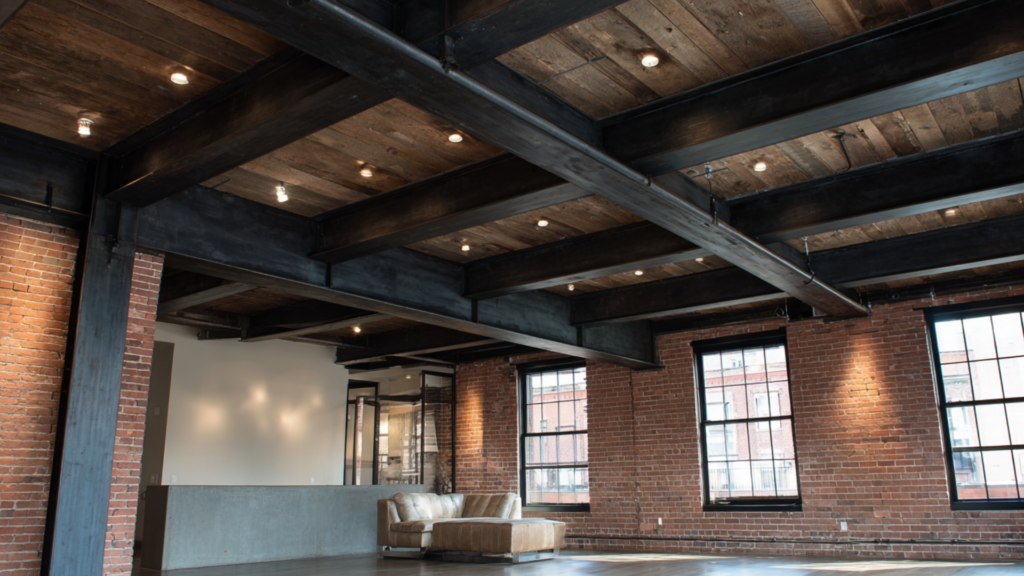 industrial steel style beams