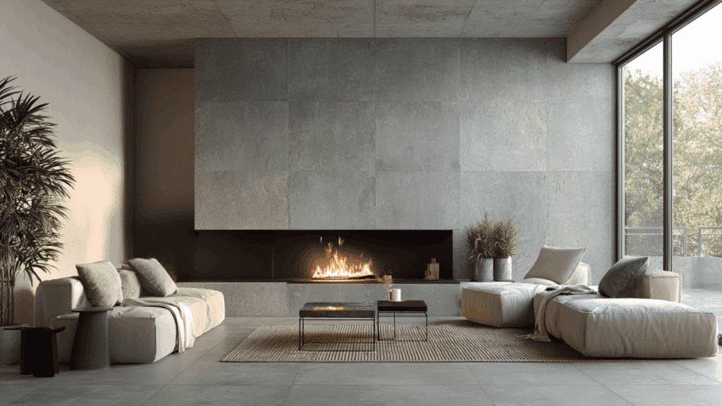 large format concrete look porcelain tile