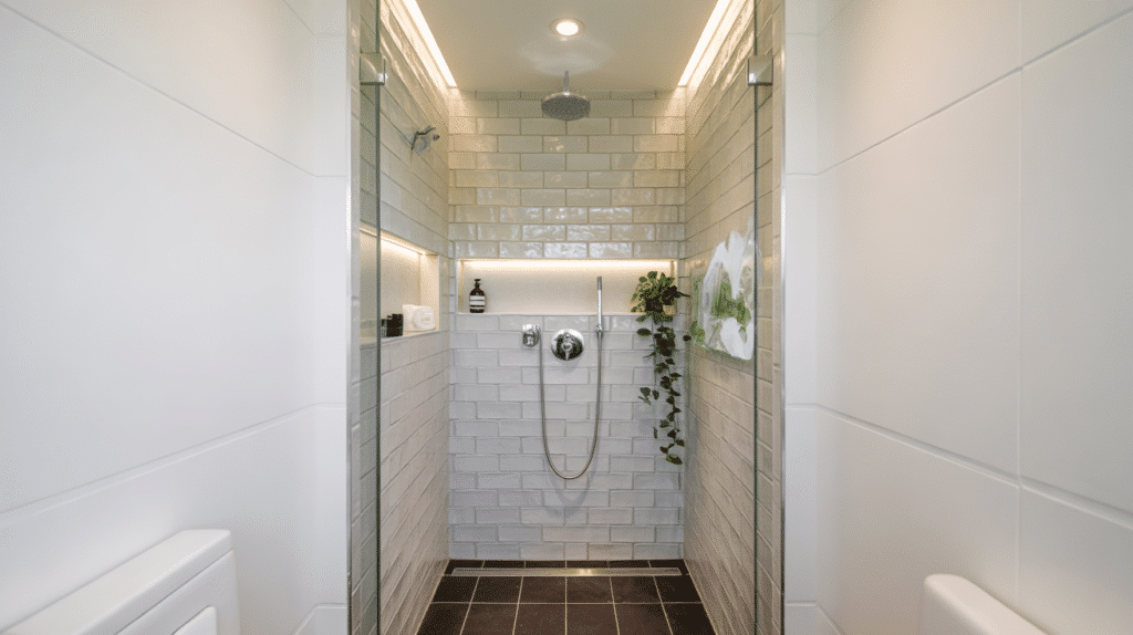 led lighting walk in shower small bathroom ideas