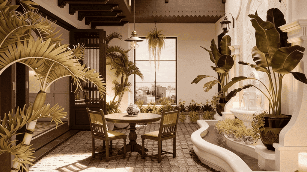 mission house courtyard living