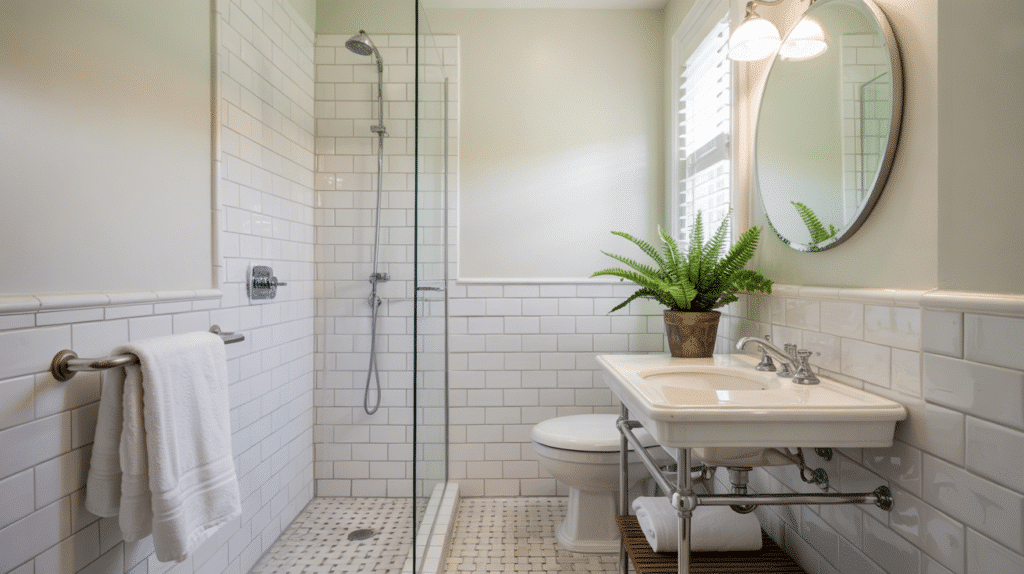 narrow walk in shower one wall small bathroom ideas