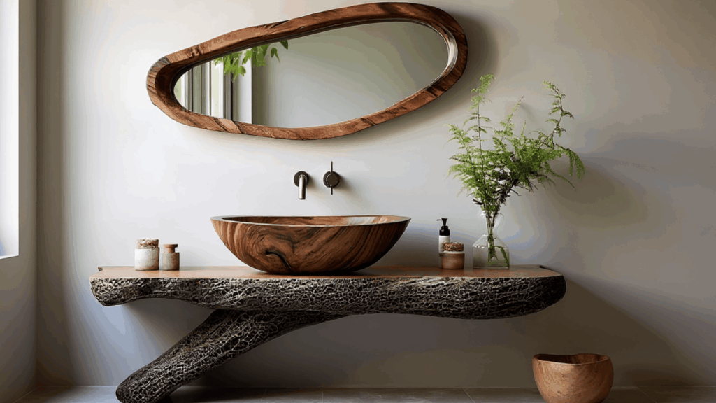 natural wood elements half bathroom remodel ideas