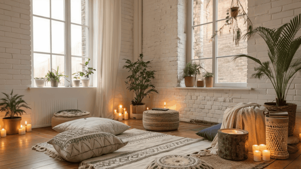 neutral toned zen meditation space