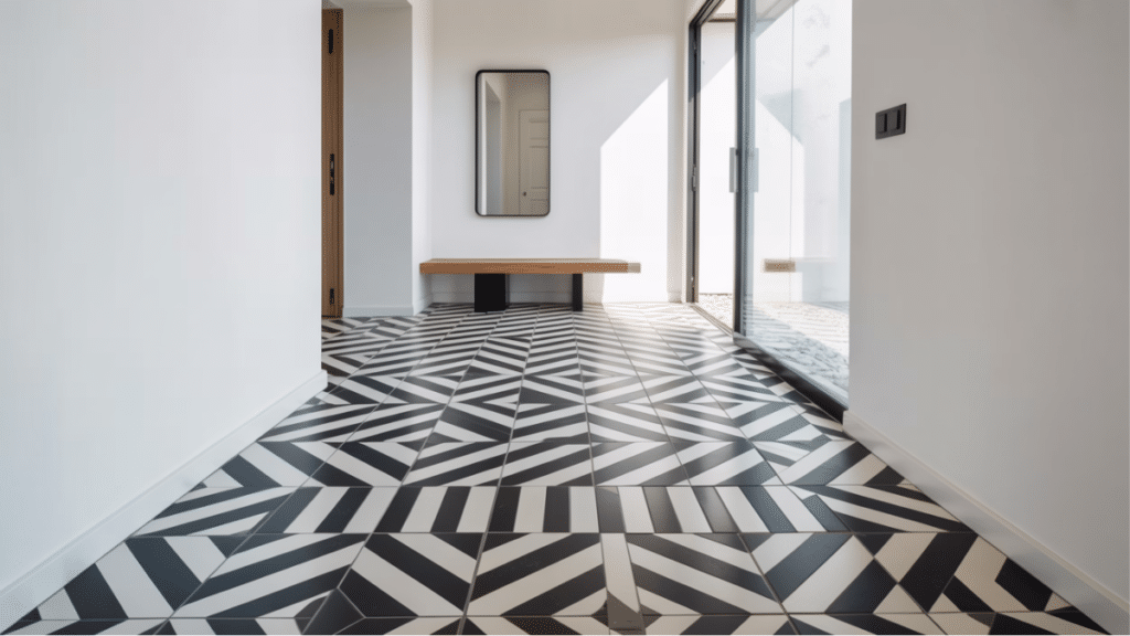 patterned floor entryway