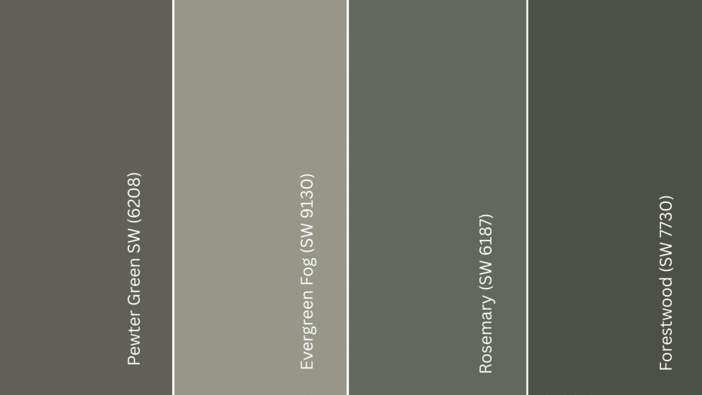 pewter green vs other sherwin williams greens