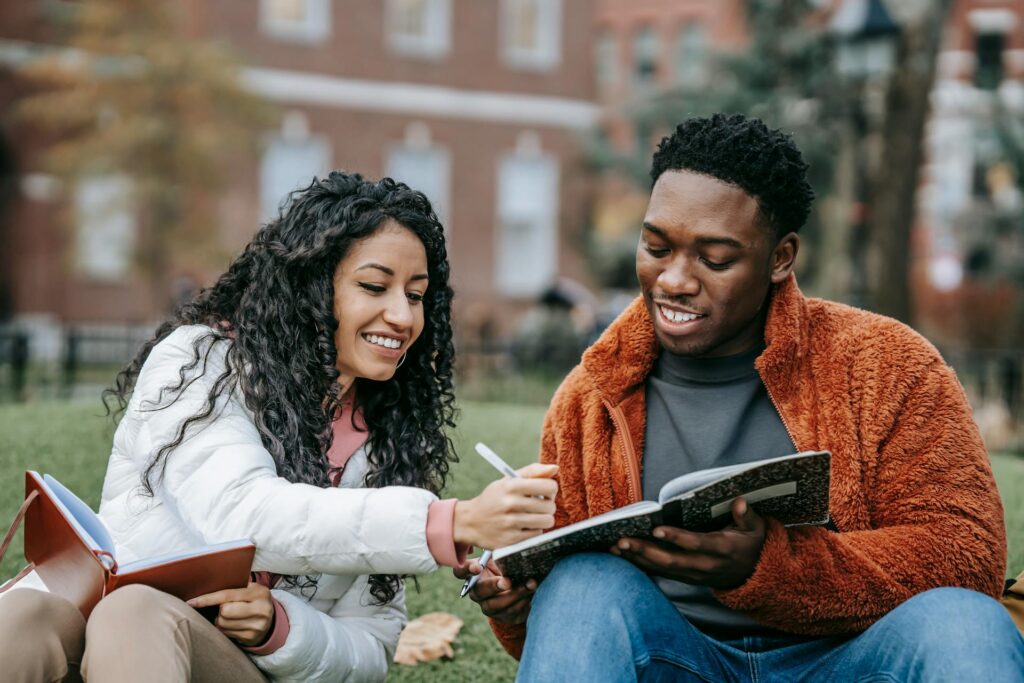 Students sitting in the campus
