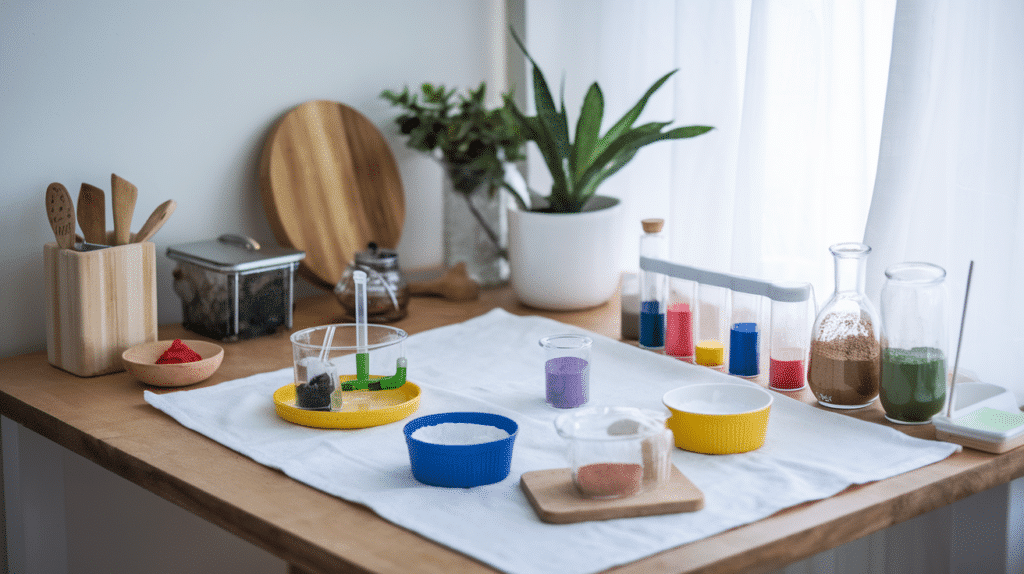 science lab corner in kitchen homeschool room ideas