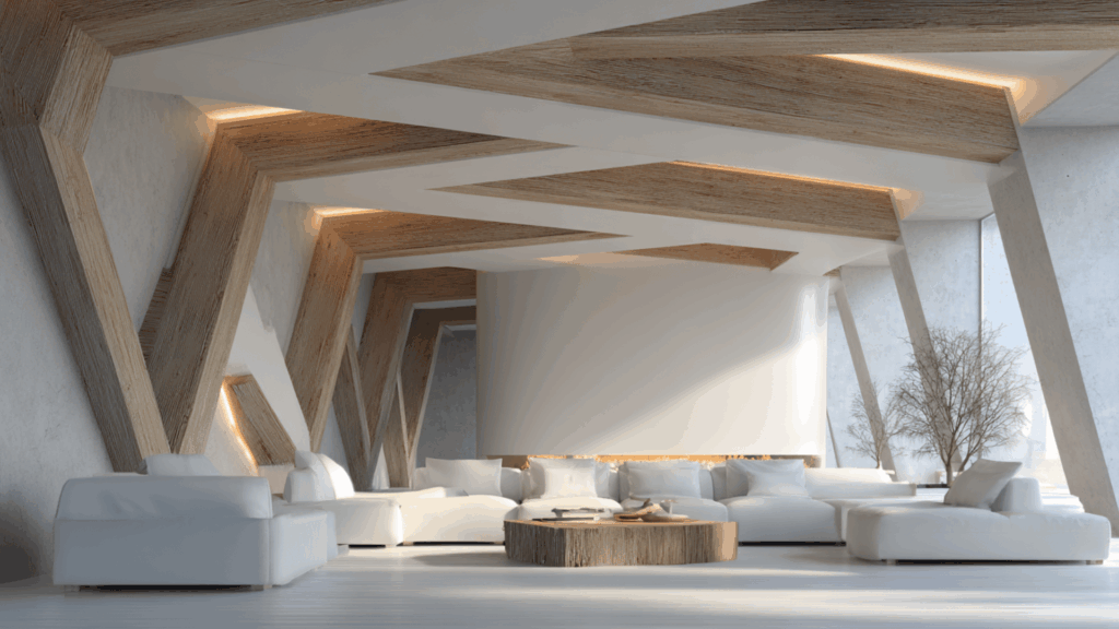 sculptural asymmetrical beams