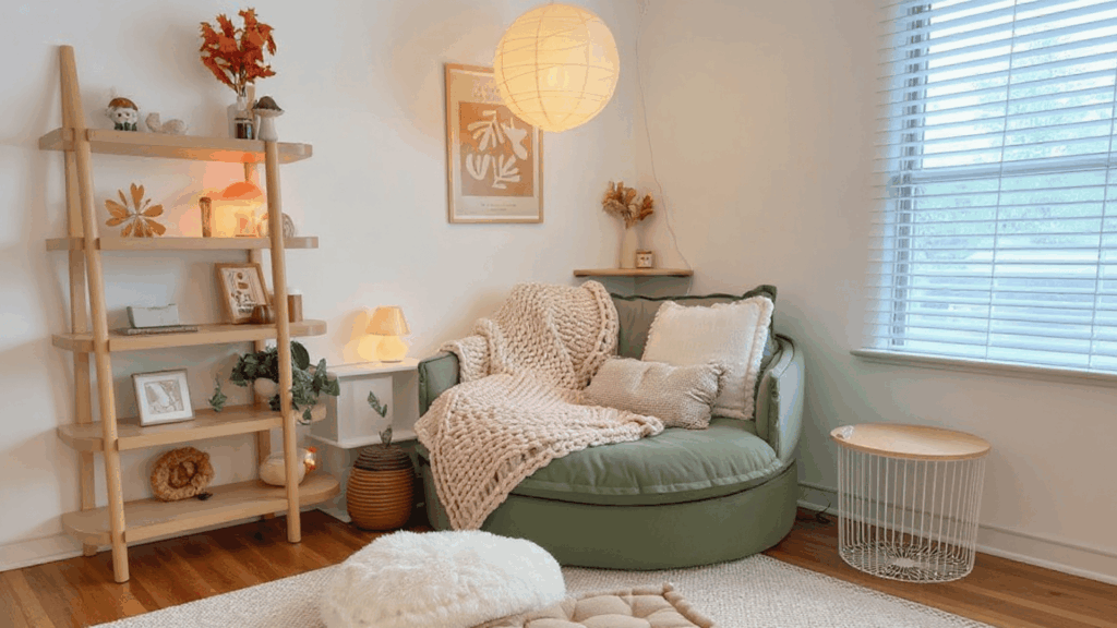 set up a quiet reading chair with a small side table