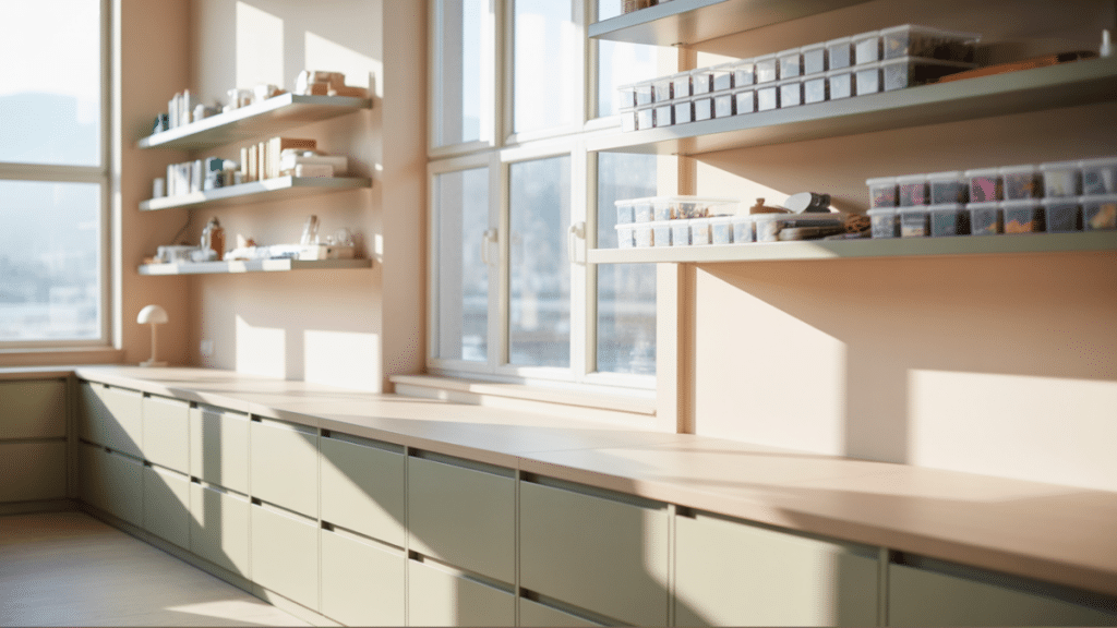 single wall craft room layout