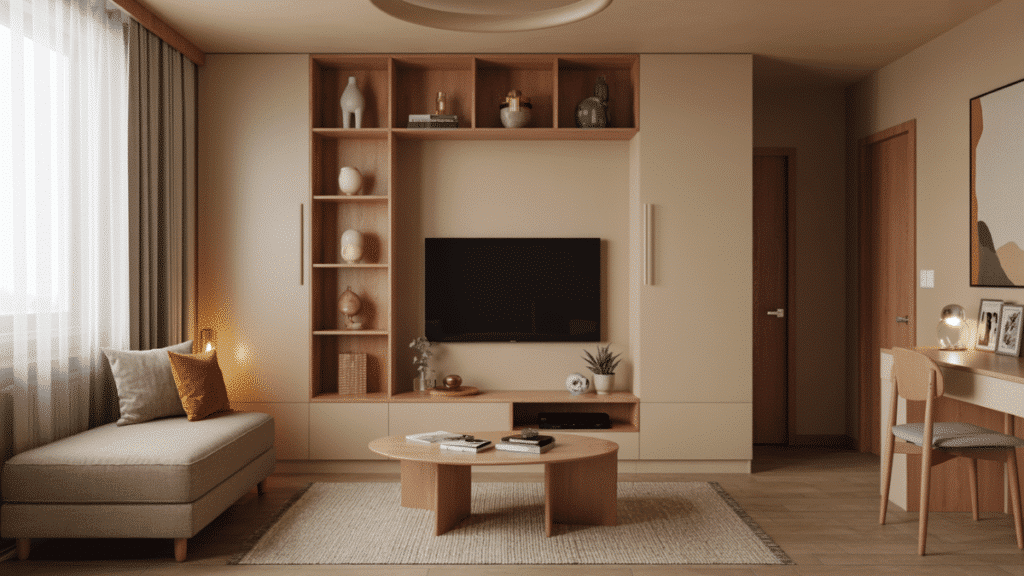 small living room calm tv wall