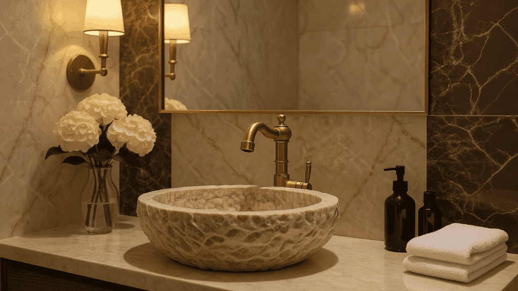 statement sink focus half bathroom remodel ideas