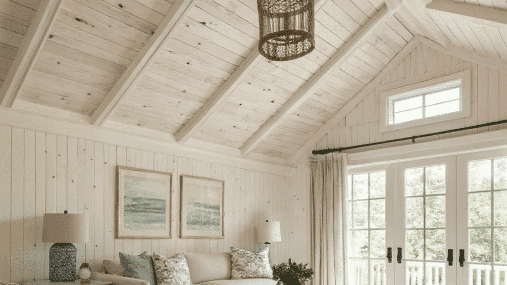 tongue and groove wood panels vaulted ceiling