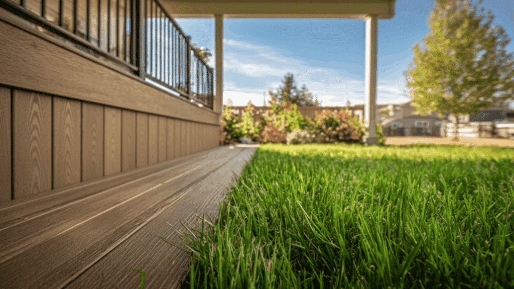 trex fascia boards installed as solid skirting