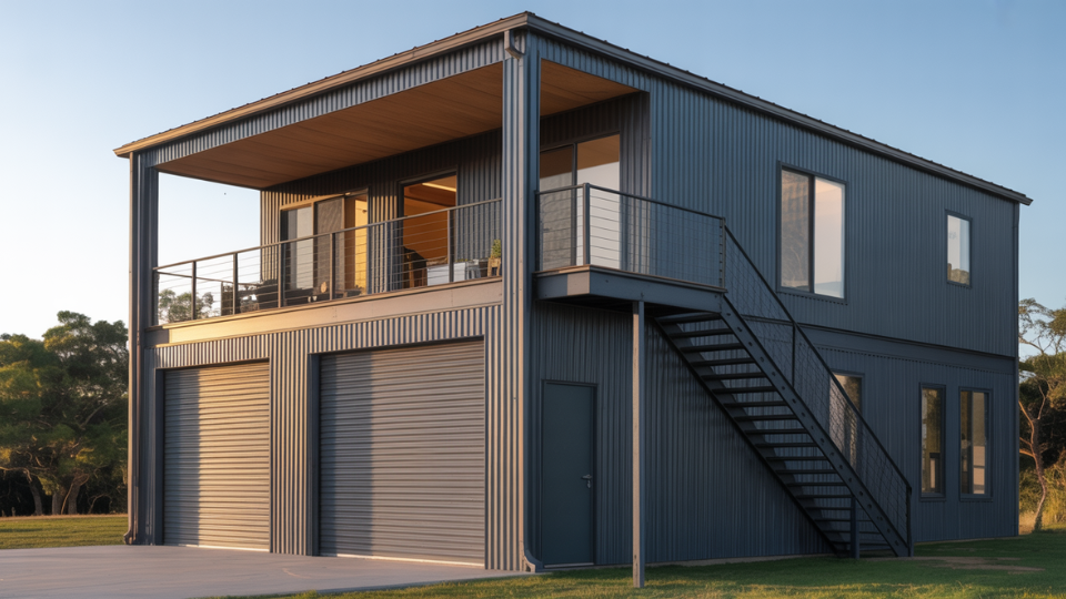 two story barndominium with garage below