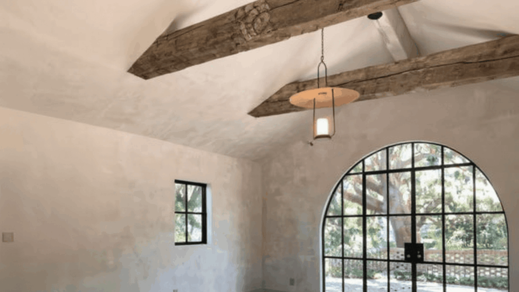 vaulted ceiling textured plaster finish