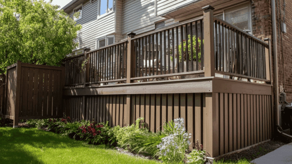 vertical slats that mimic privacy screens for tall decks