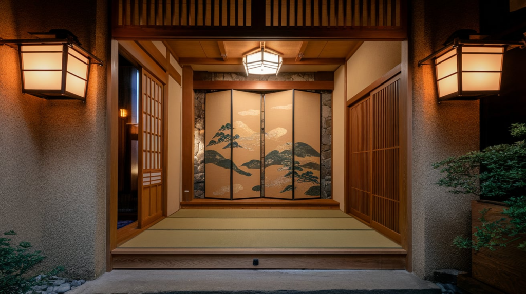 warm lantern style lighting for entryways japanese style house