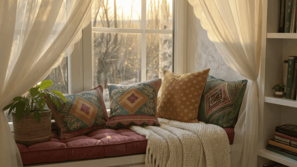 window seat with cushions interior ideas
