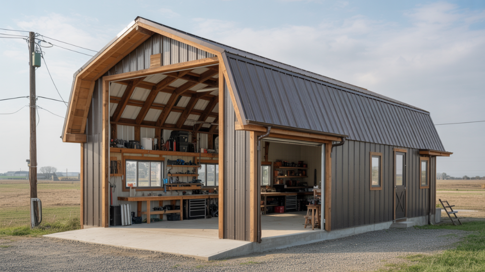 workshop focused garage barndominium