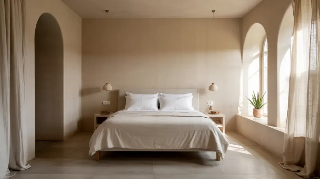 beige or sand toned bedroom