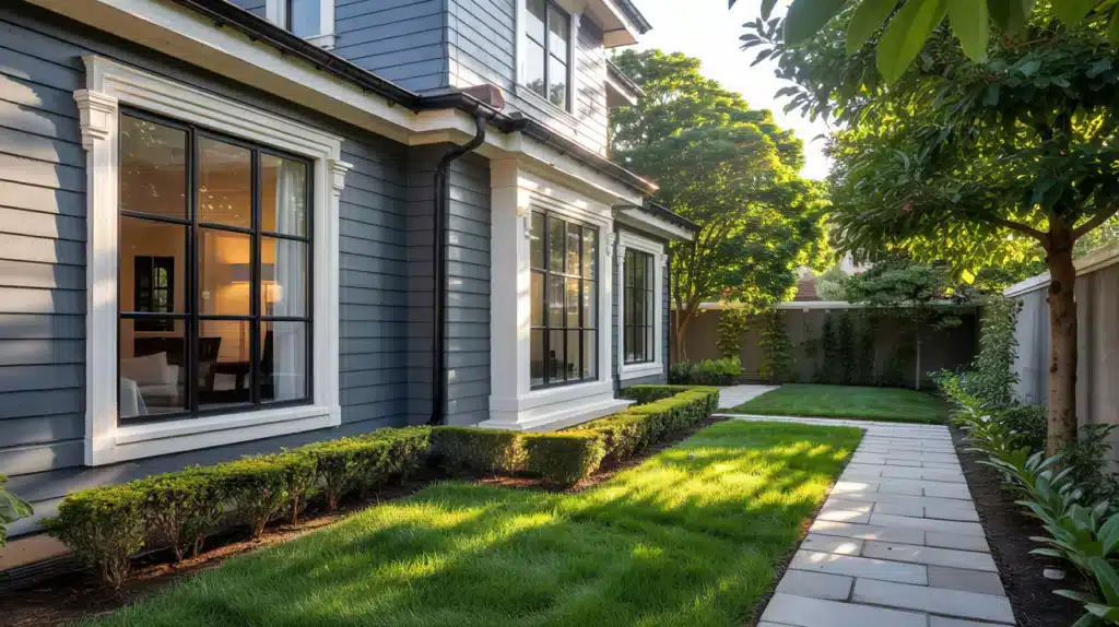 light trim on dark exterior finishes