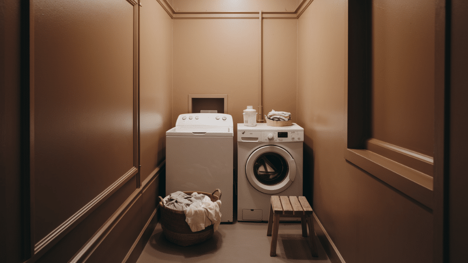 light warm neutral paint small laundry room