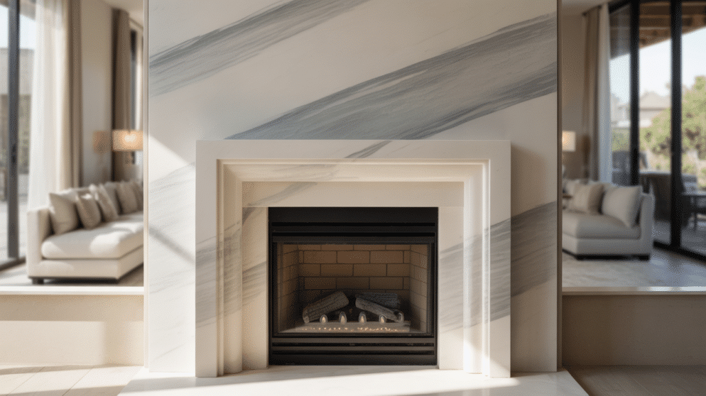 marble look fireplace
