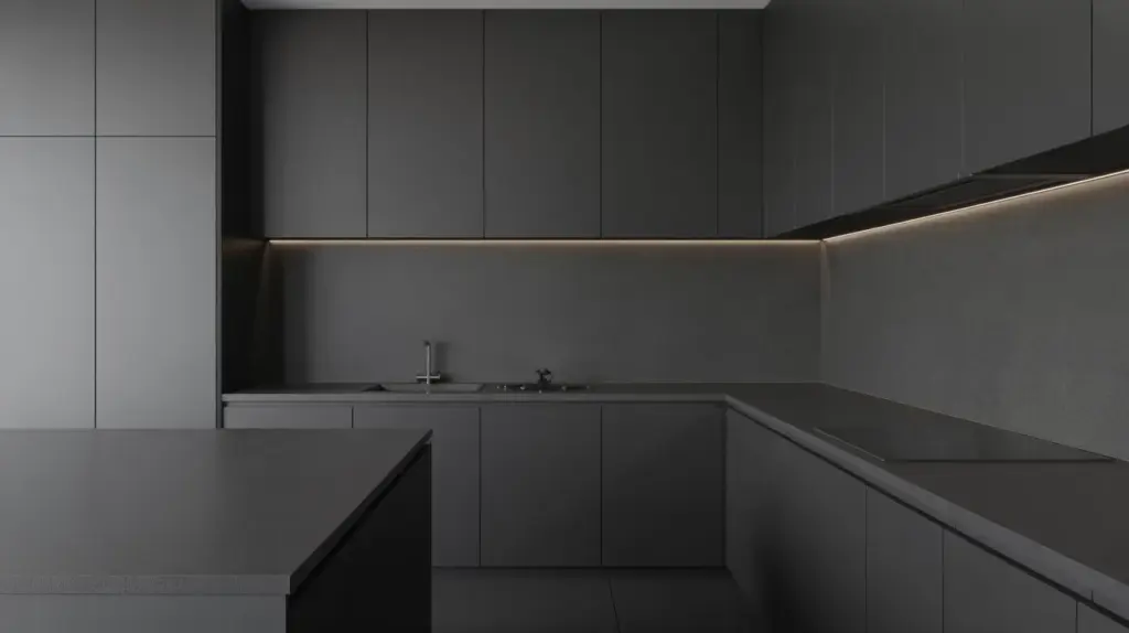 minimal black backsplash