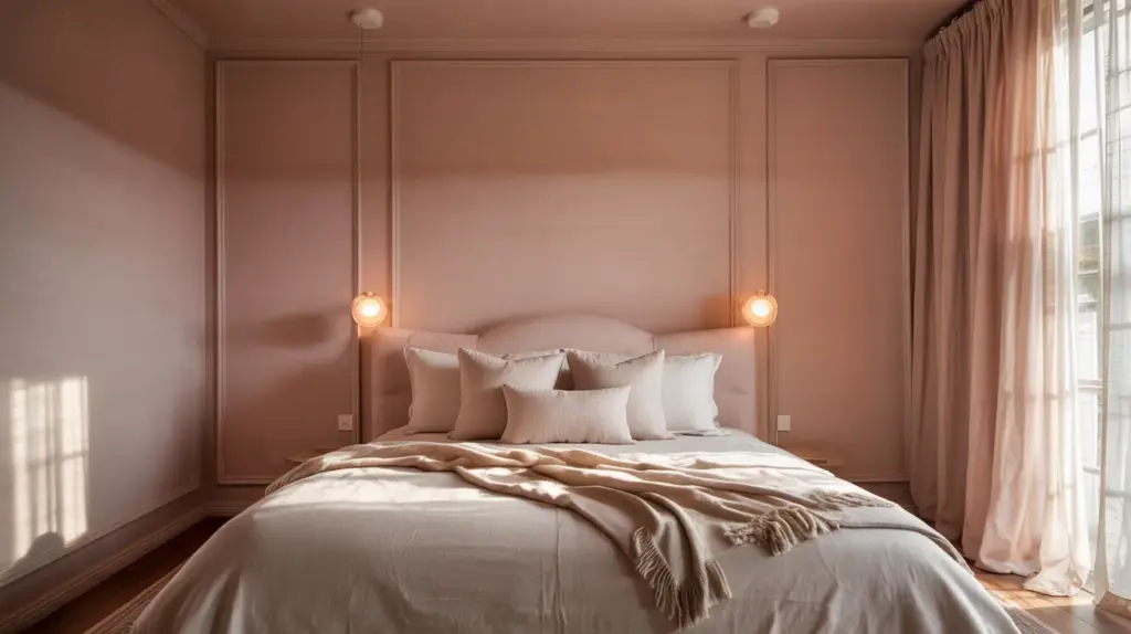muted pink bedroom