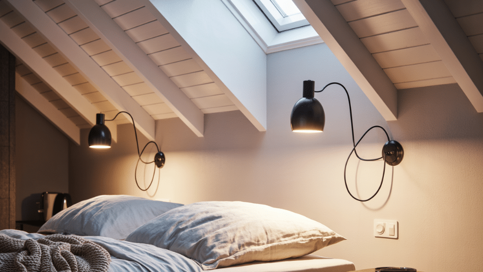 plug in lighting for slanted ceiling rooms