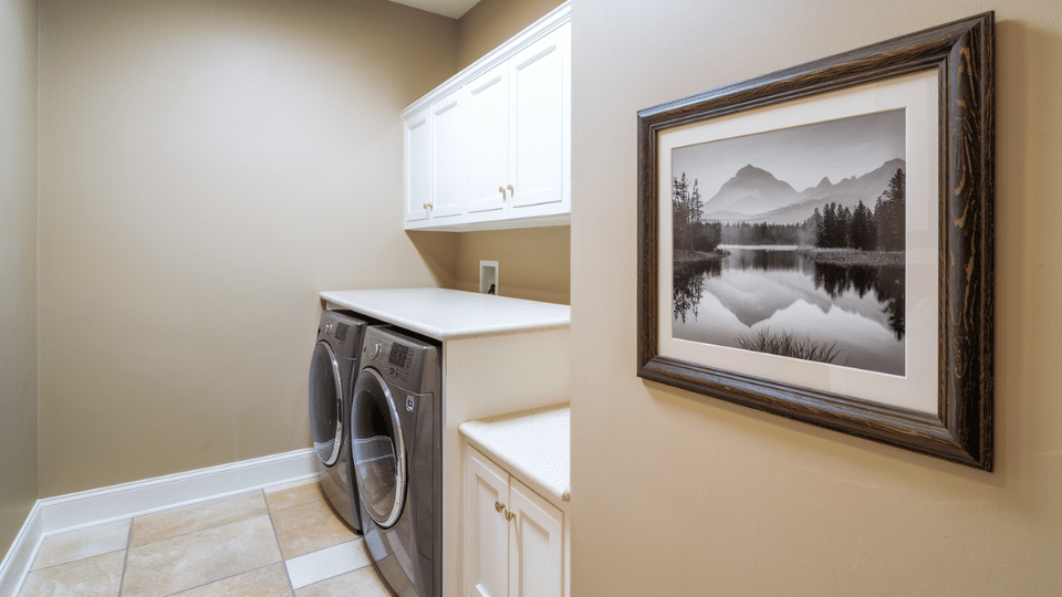 small artwork in laundry room