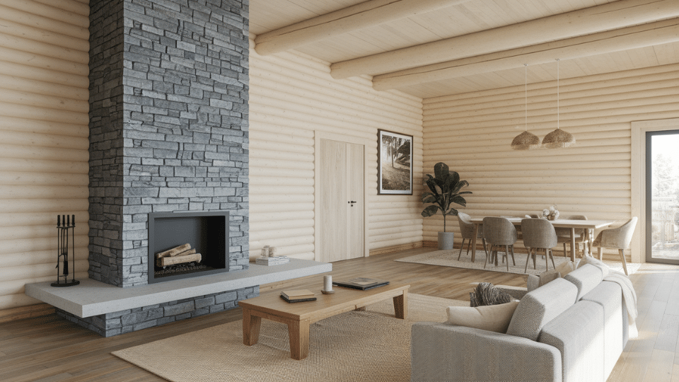 stone and concrete accents for balance