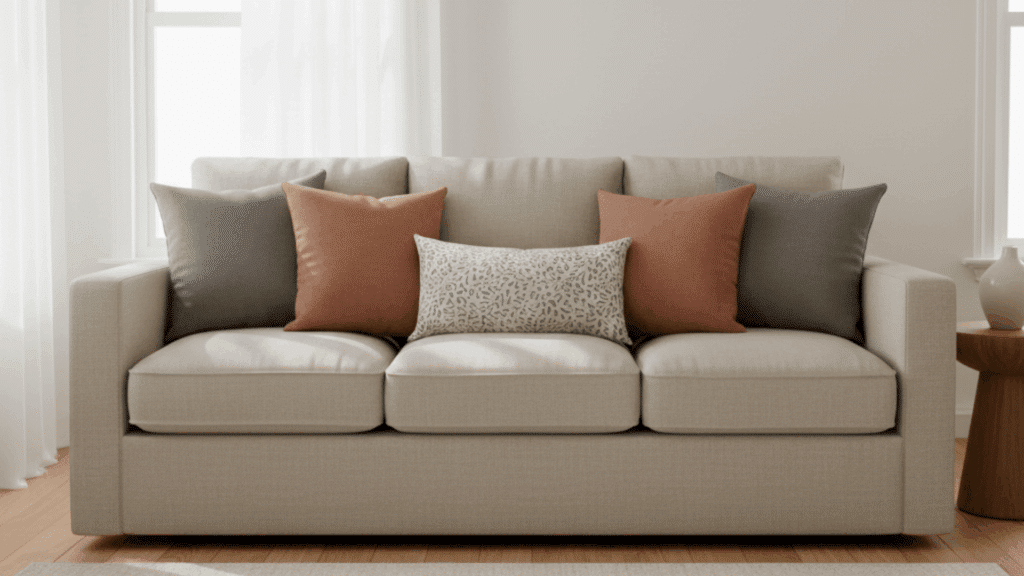 styling throw pillows on couch