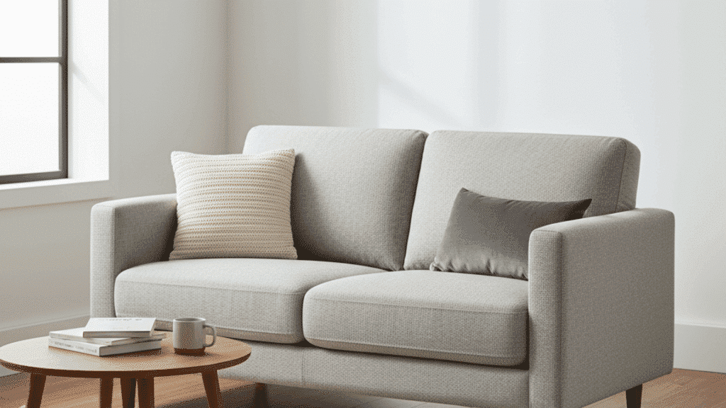 throw pillow on loveseat