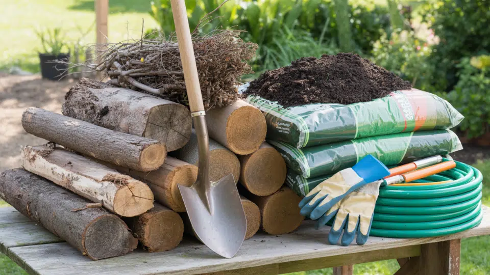 tools and materials needed to diy raised garden bed layers