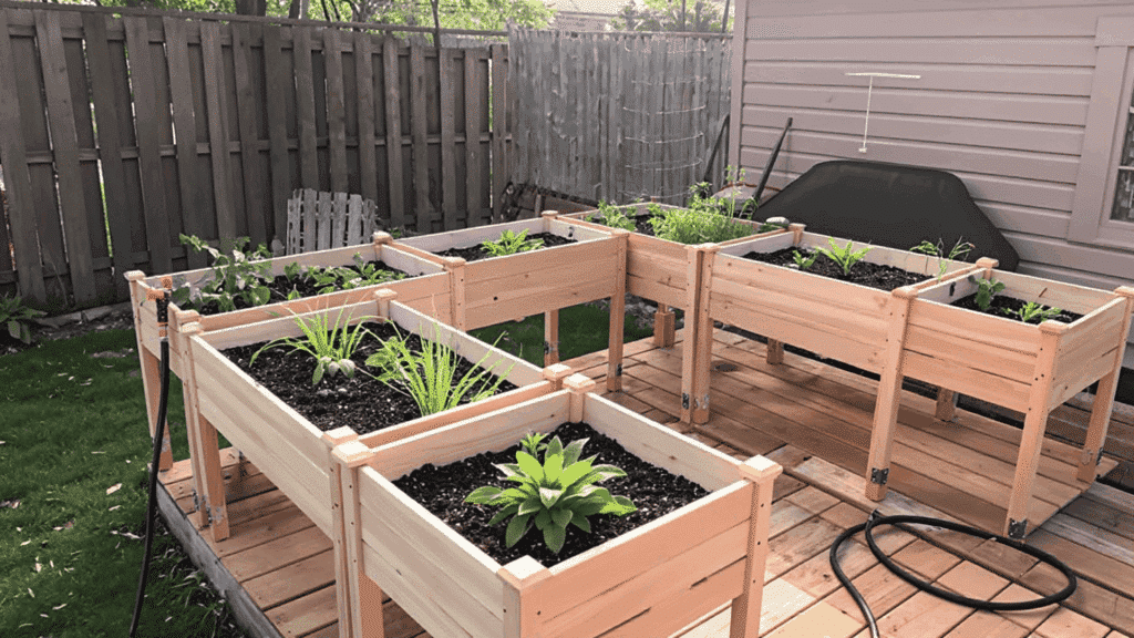 waist height raised flower beds