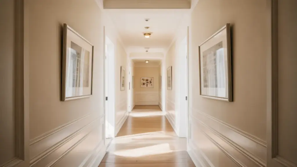 warm white hallway