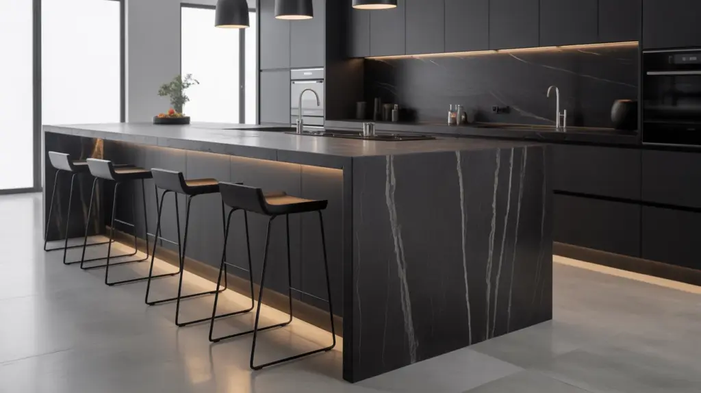 waterfall island as a central feature