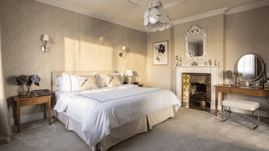 white bedroom With textured walls