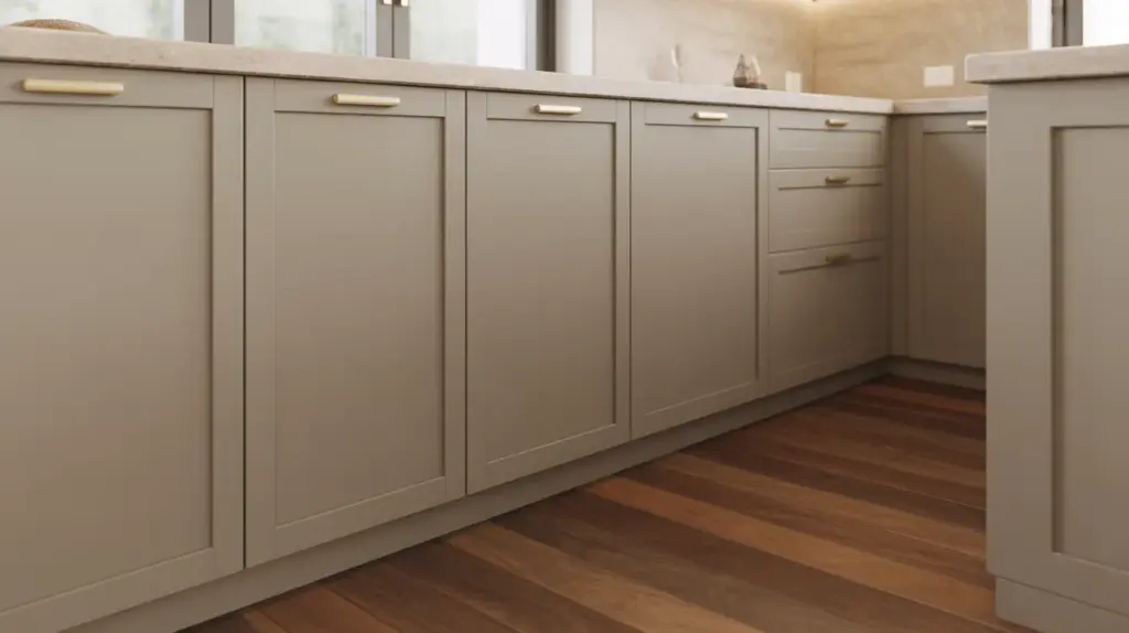 greige or taupe cabinets