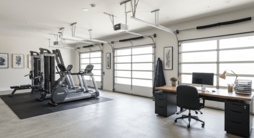 Modern garage as gym and office