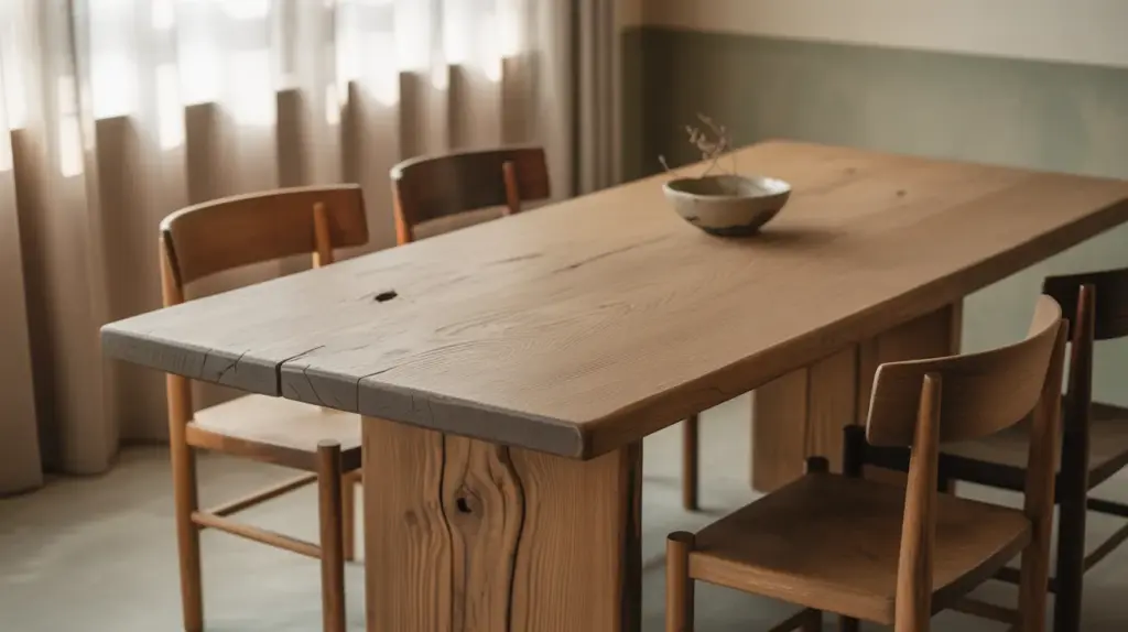 wabi sabi dining table natural wood